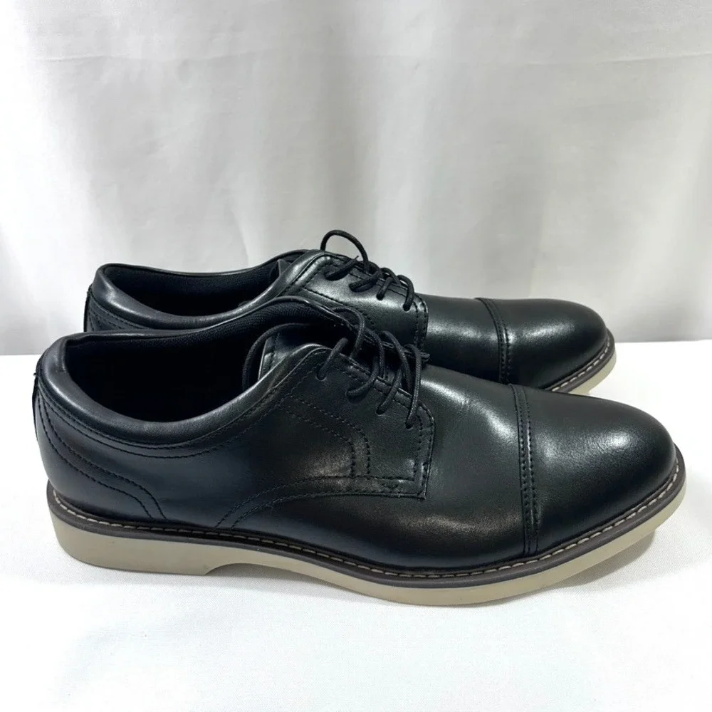 Alfani Theo Leather Oxford Dress Men's Shoes Black 11.5M Cap Toe‎ Lace-Up